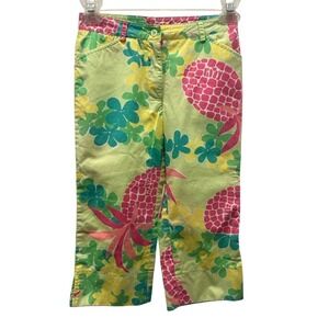 Vintage Lilly Pulitzer Kids tropical cropped pants Girls Youth size 8